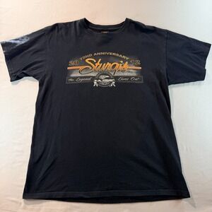 Sturgis Motorcycle Rally 2012 72nd Anniversary T Shirt Hot Leathers Black Large